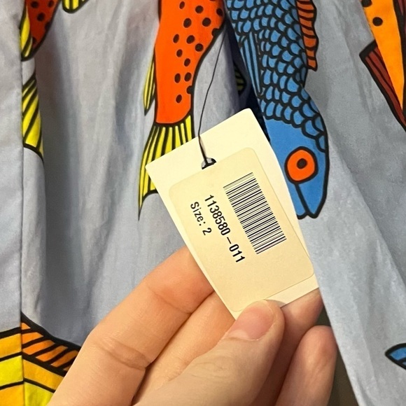 NWT LHD Casitas Printed Cotton Blend Poplin Mini Dress Corsican Trout - Picture 8 of 10